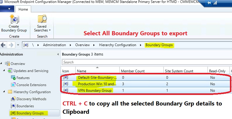 Export Backup SCCM Boundaries and Boundary Groups 6