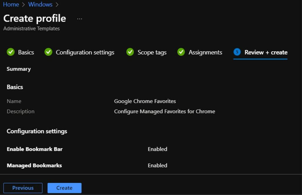 Google Chrome Enable Boookmark 1 Review - Configure Google Chrome Bookmarks using Intune