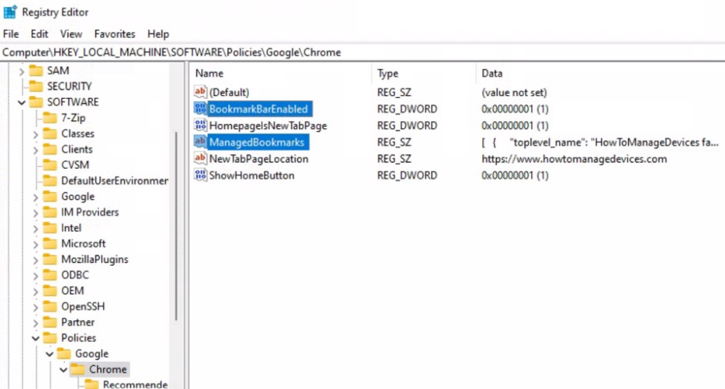Configure Google Chrome Bookmarks Using Intune HTMD Blog