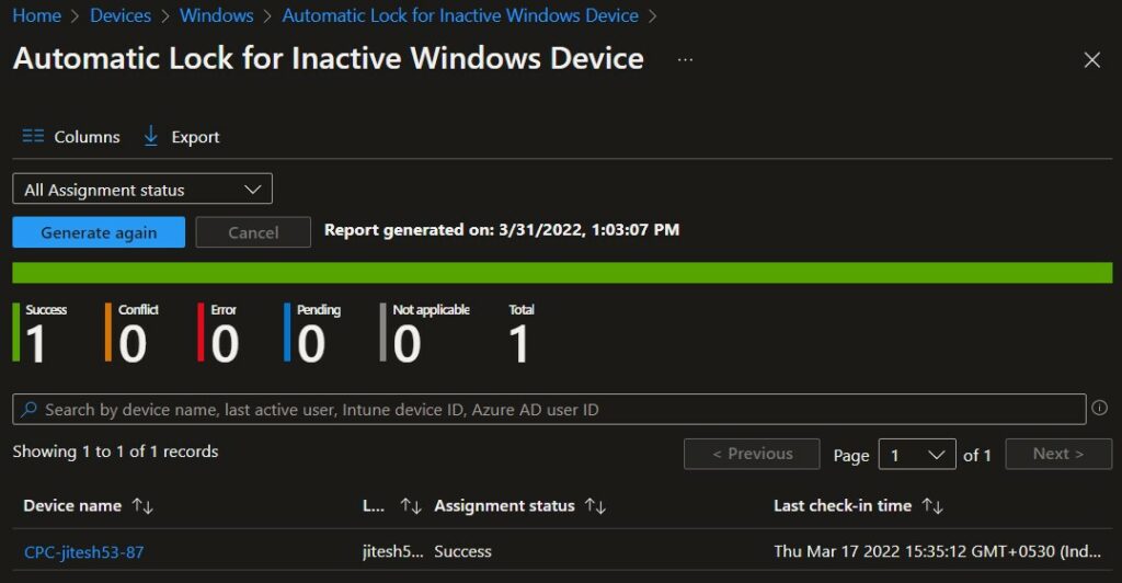 Overall Report - Intune Policy Device Assignment Status Report