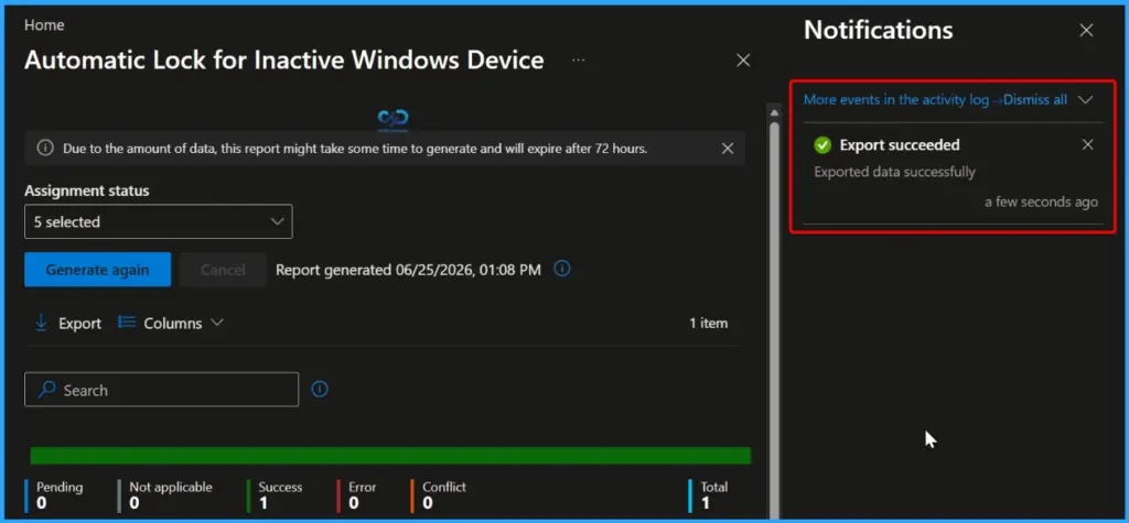 Intune Policy Device Assignment Status Report to View Latest Deployment Status for Each Managed Device 1