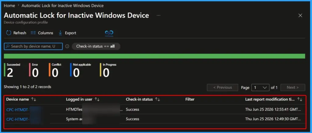 Intune Policy Device Assignment Status Report to View Latest Deployment Status for Each Managed Device - Fig.3