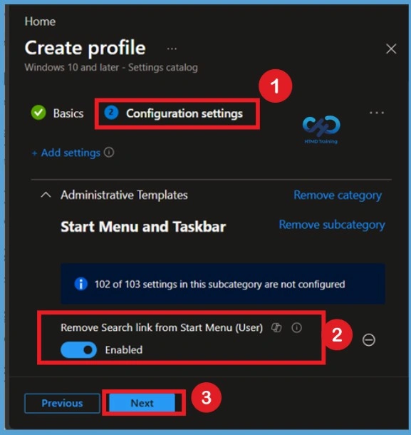 Remove Search Link from Start Menu to Restrict Search UI Elements in Windows using Intune Policy- Fig.6