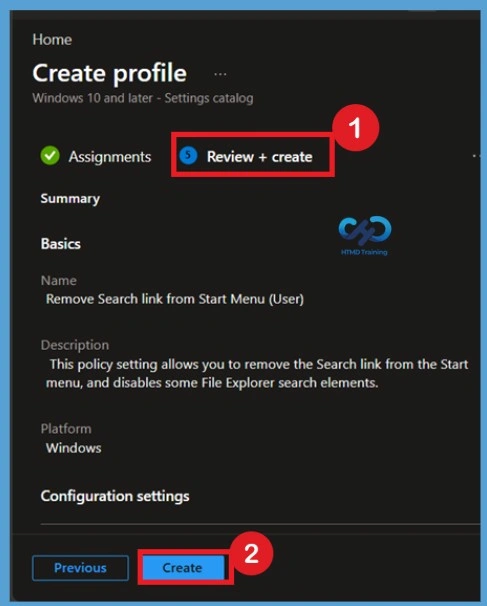 Remove Search Link from Start Menu to Restrict Search UI Elements in Windows using Intune Policy- Fig.9