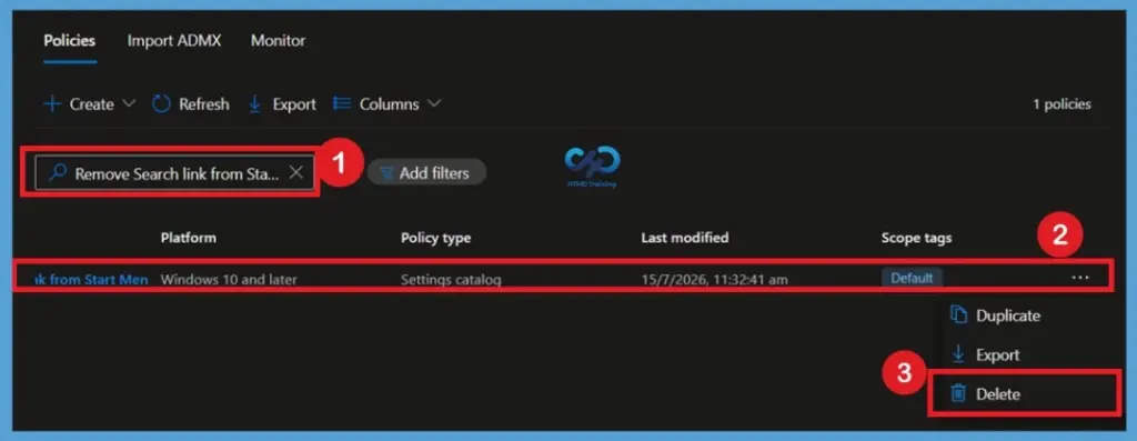 Remove Search Link from Start Menu to Restrict Search UI Elements in Windows using Intune Policy- Fig.13
