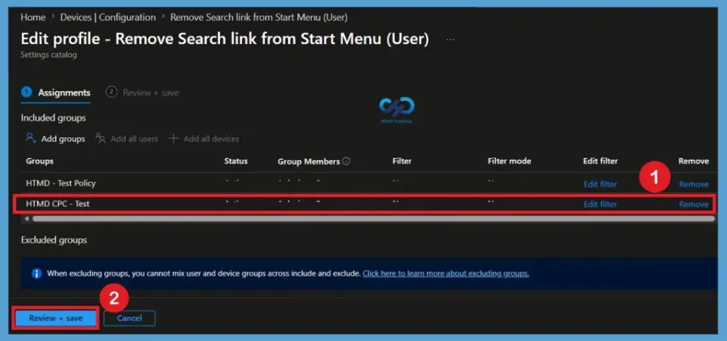 Remove Search Link from Start Menu to Restrict Search UI Elements in Windows using Intune Policy- Fig.12