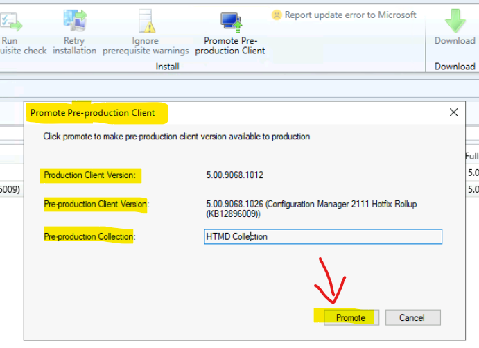 SCCM Client Upgrade Promote Pre-Production Client to Production