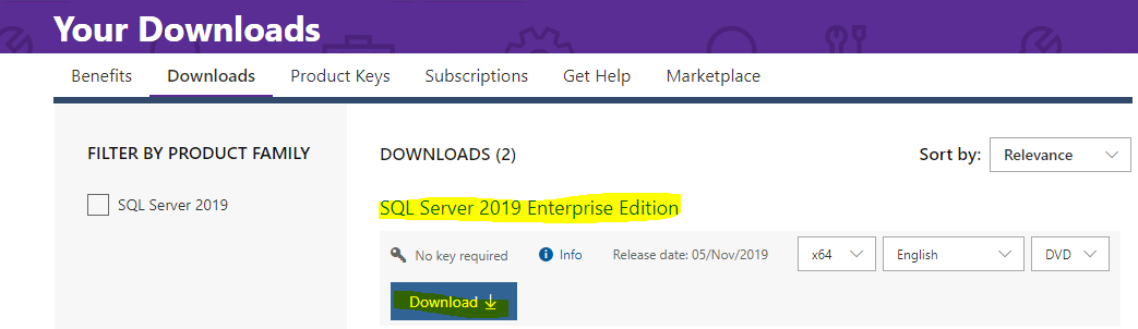 Download SQL Server 2019 and Cumilative Update