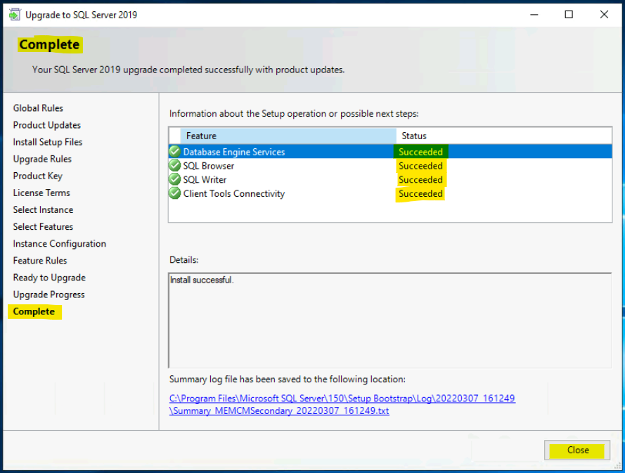 SQL Server 2019 Upgrade for SCCM Secondary Server 1