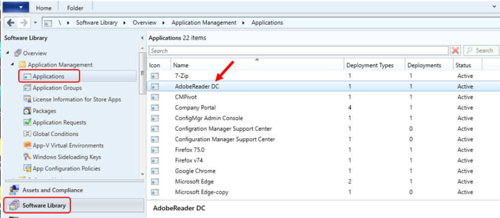 SCCM Console - Select Application | Retire Application in SCCM 