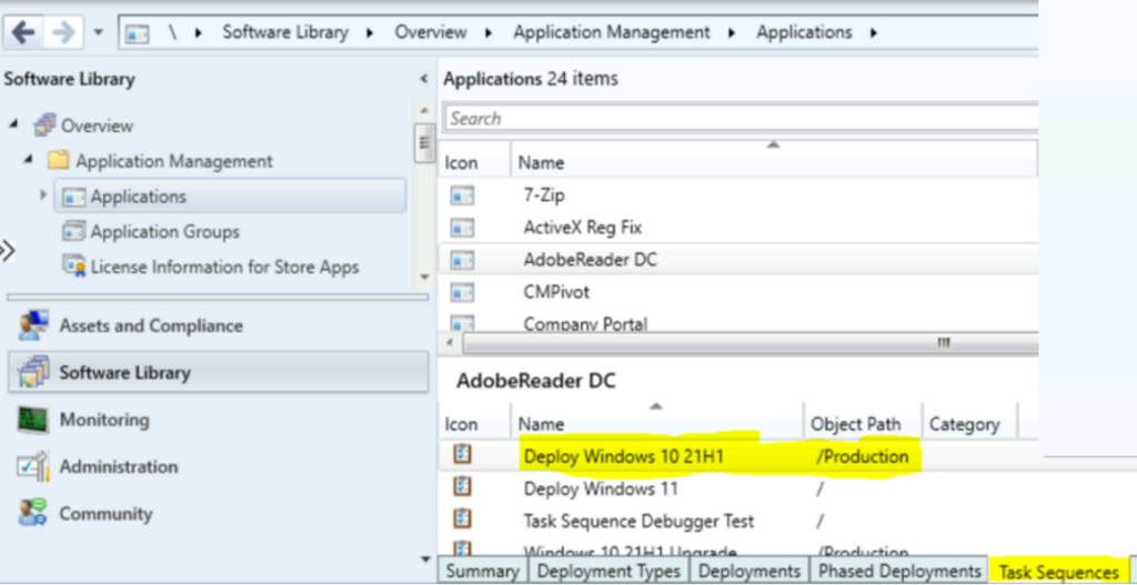 Applications task sequences dependencies - Retire Application in SCCM