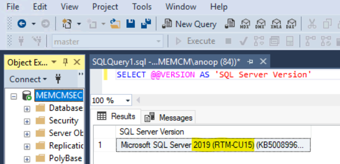 SQL Server Version Verification