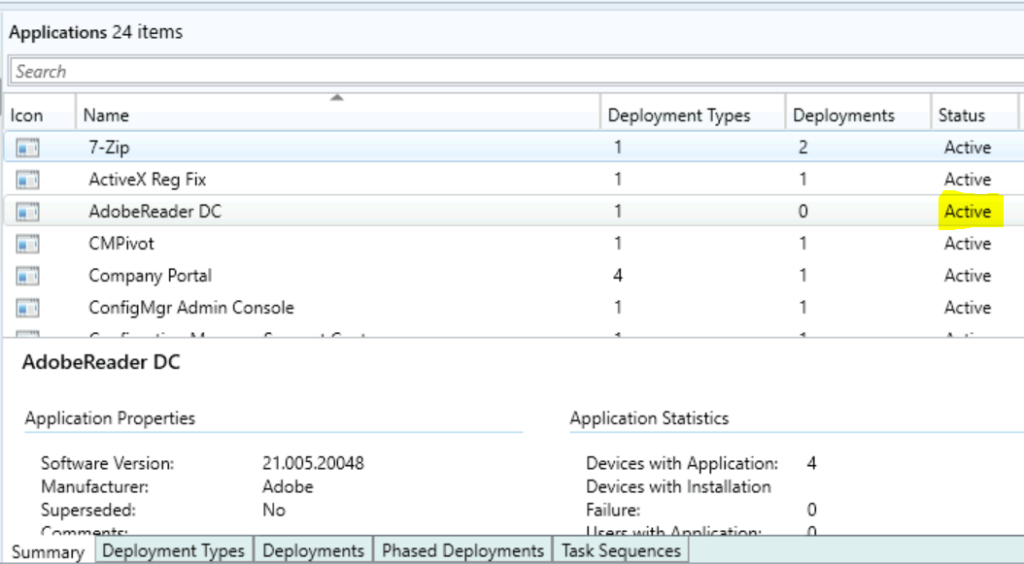 Application Status Active - Retire Application in SCCM