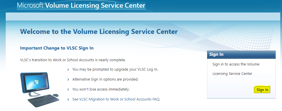 VLSC User Guide With Work Or School Account | M365 Admin Center HTMD Blog