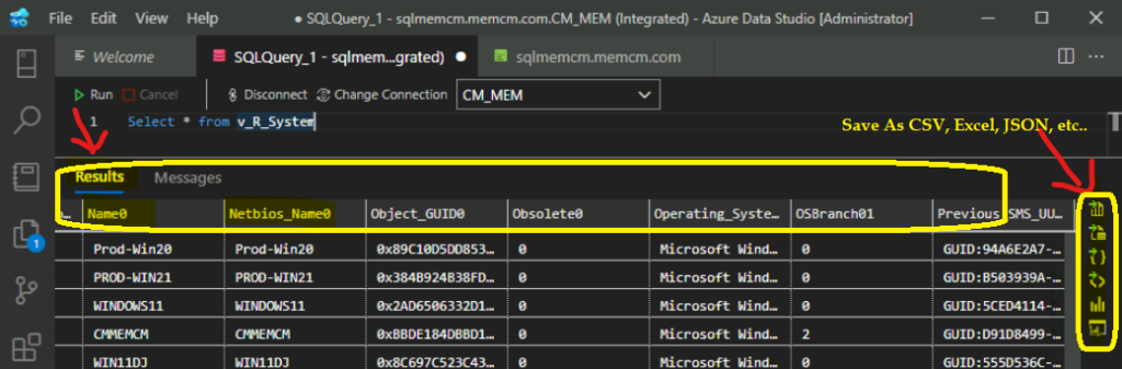 Different Type of SQL Query Results