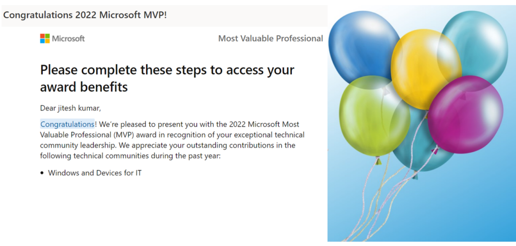 My First Microsoft MVP Award 2022-2023 - Jitesh Kumar