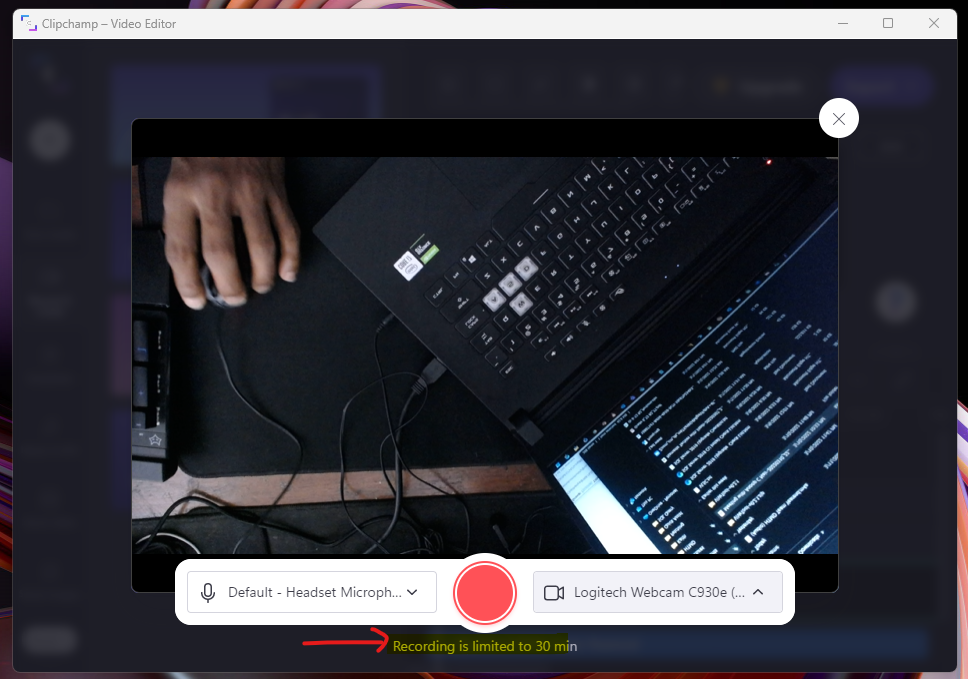 Screen Recording Limitations with Clipchamp