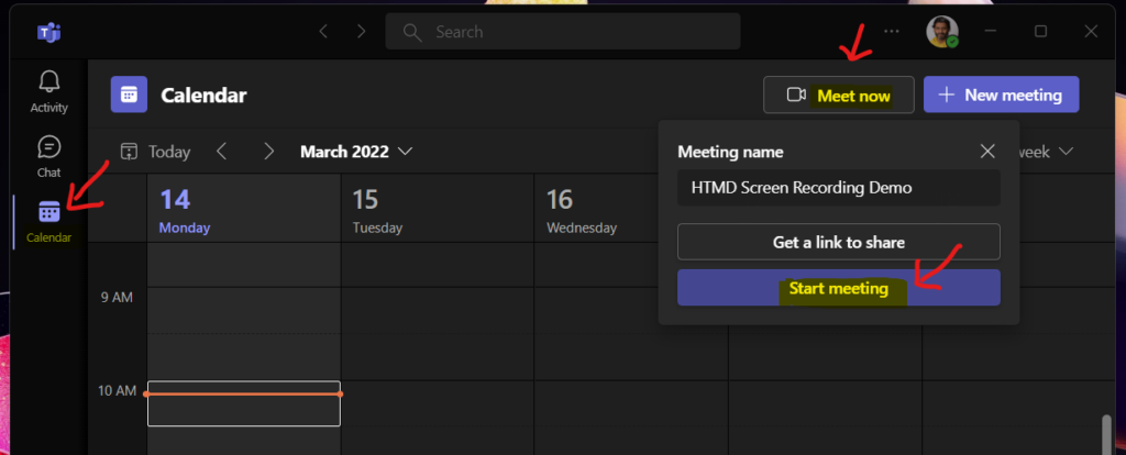  Start Microsoft Teams Meeting Immediately  Use Microsoft Teams to Record Screen on Windows 11 PC