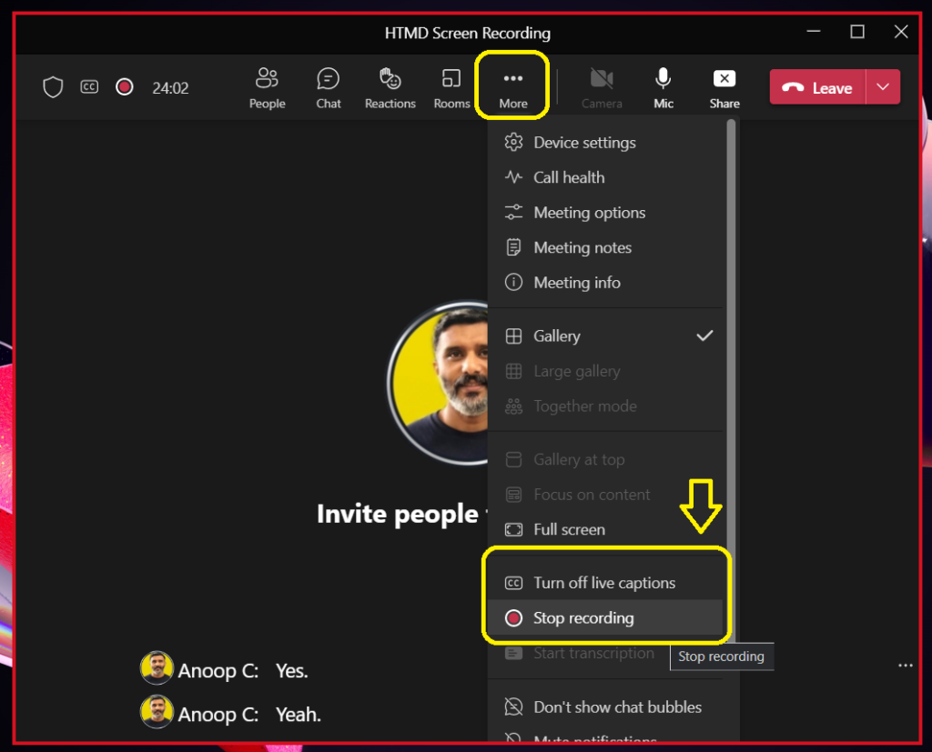 how to record video call in ms teams