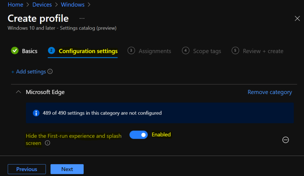 Disable Microsoft Edge First Run Experience Using Intune 3