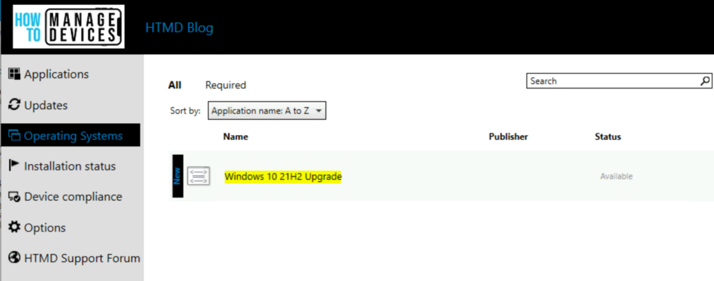 End Users Experience – Upgrade Windows 10 21H2 using SCCM