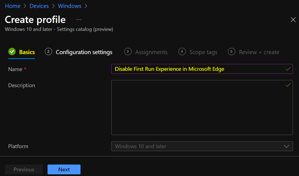 Disable Microsoft Edge First Run Experience Using Intune 2