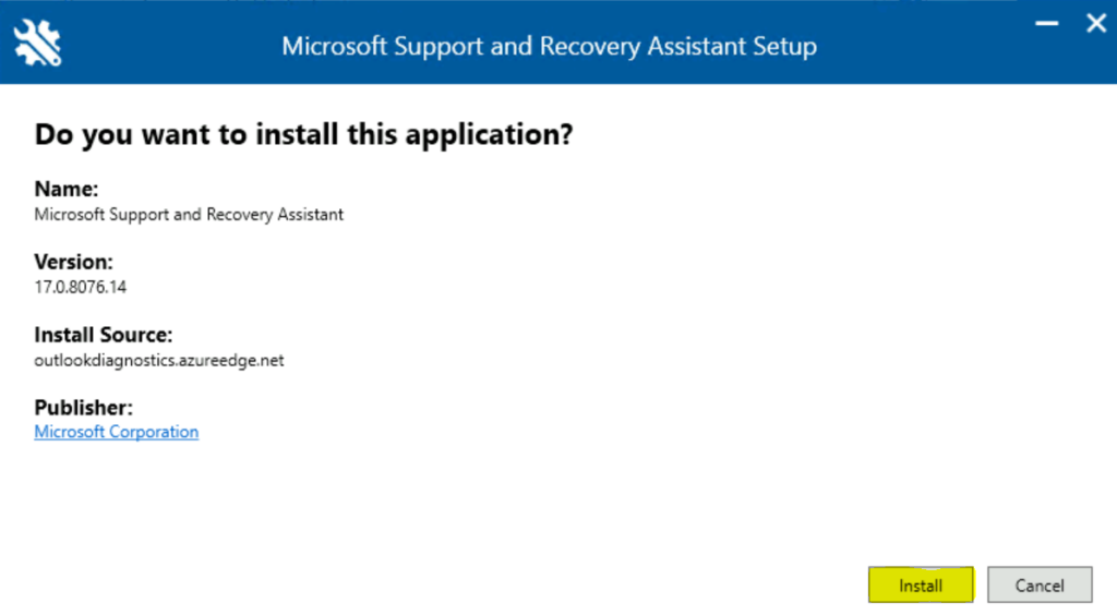 Installation Step Microsoft Support and Recovery Assistant SaRA