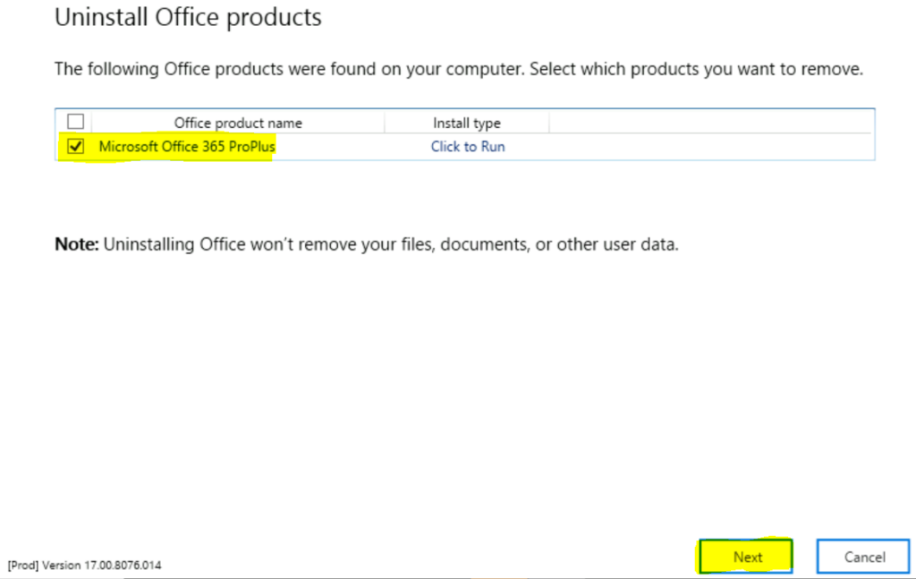 Uninstall Office using Microsoft SaRA Tool