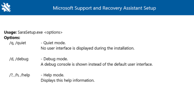 Command-line option for Microsoft SaRA