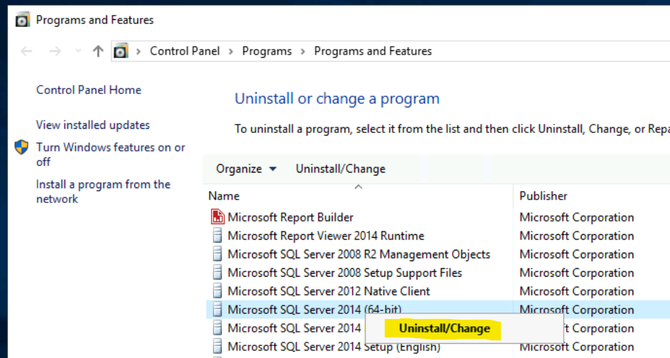 Uninstall SQL Server Reporting Services (SSRS)