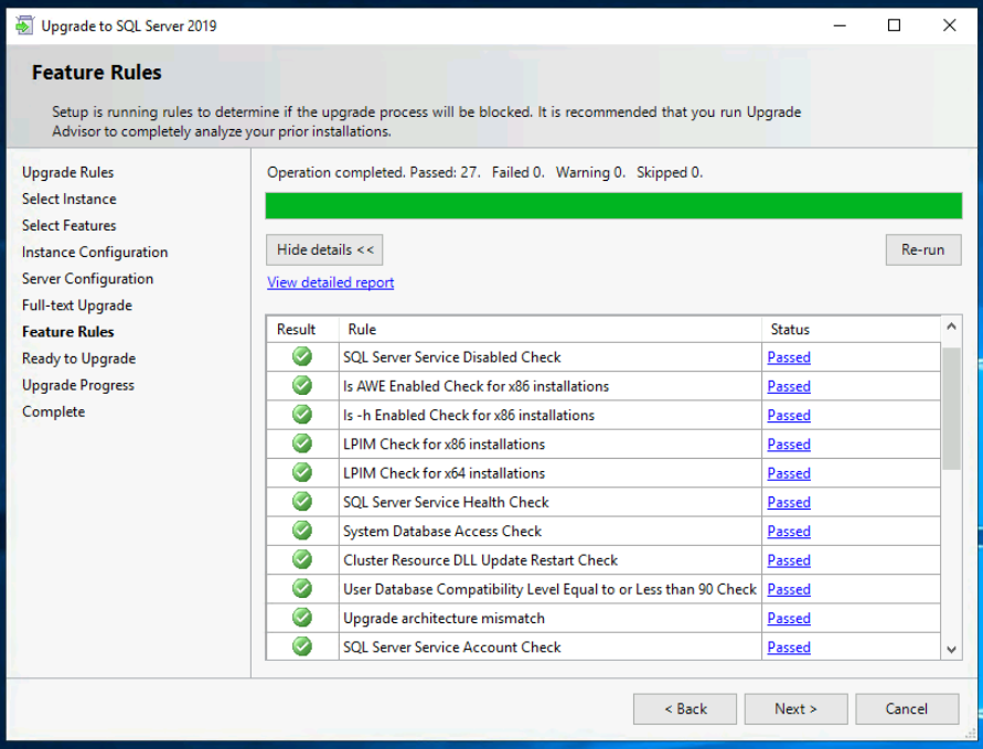 Feature Rules of SQL Server 2019 Upgrade Process