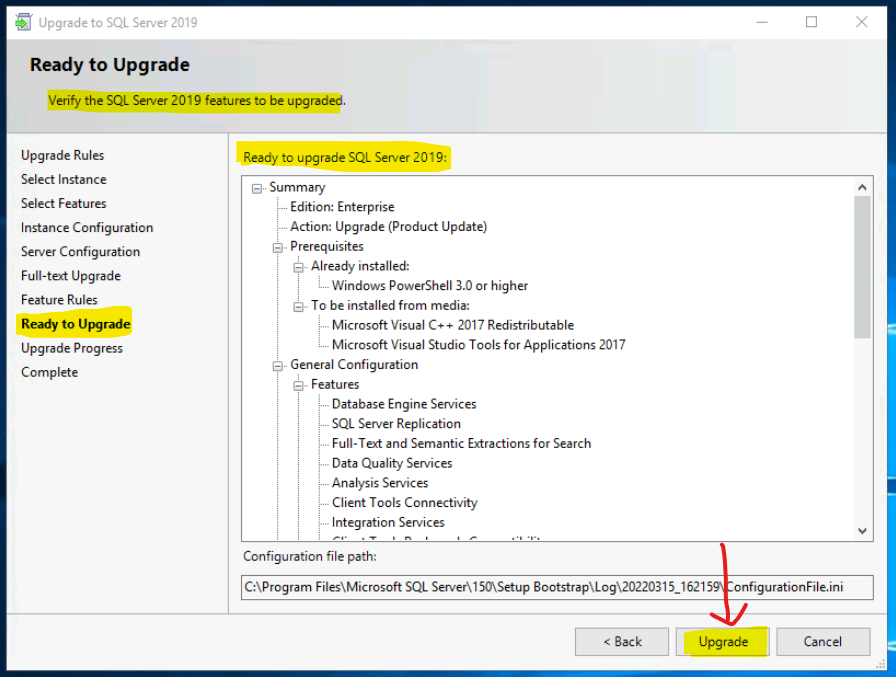 Upgrade - Verify SQL Server 2019 Features to be Upgraded