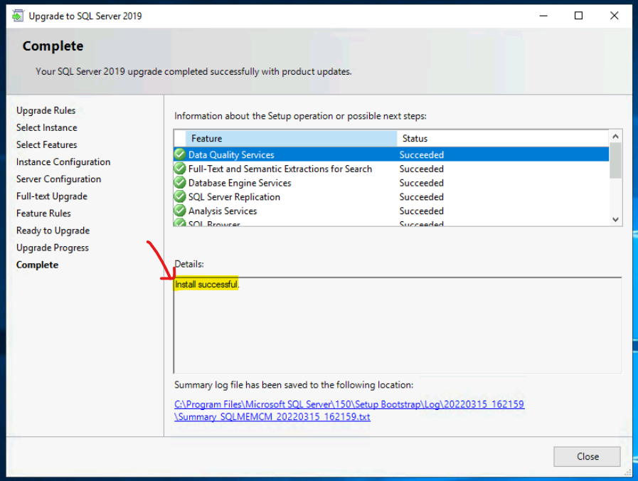 Successfully Upgraded the SCCM Primary SQL Server to 2019