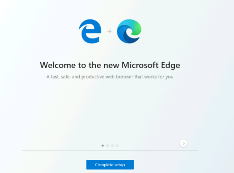 Microsoft Edge First Run Experience - Welcome Page