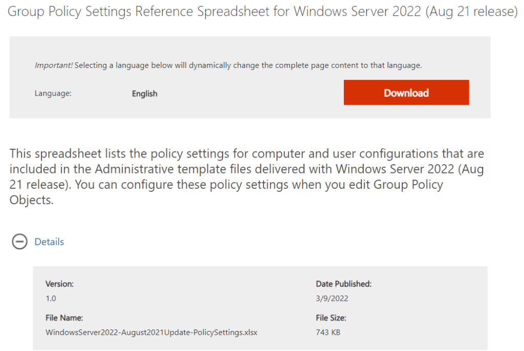 Download Group Policy Settings - New Group Policy Settings for Windows Server 2022