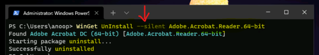 Uninstall Application using WinGet Tool on Windows 11