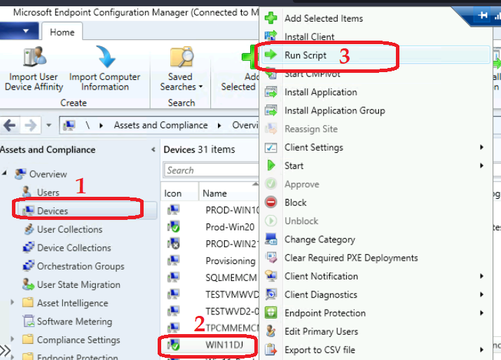 Criar e executar scripts - Configuration Manager