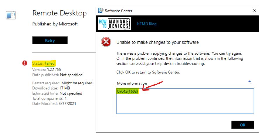 Software Center Error Unable to Make Changes to Your Software FIX SCCM App Deployment Errors 0x80070002 0x87d01106