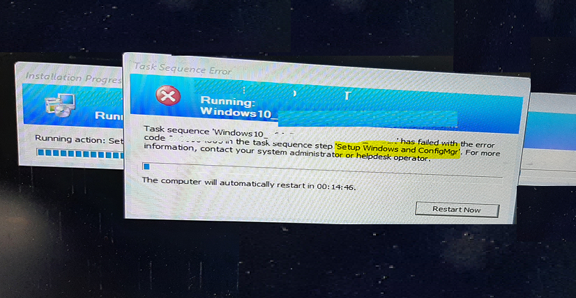 SCCM Task Sequence Error - Task Sequence Failed with Error 0X80070005