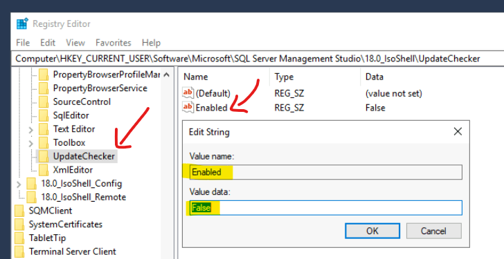 disable SSMS auto-update (Automatic Update) 