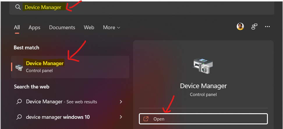 Find USB Drive Hardware ID on Windows 11 using Device Manager Views Search option to Launch Device Manager 