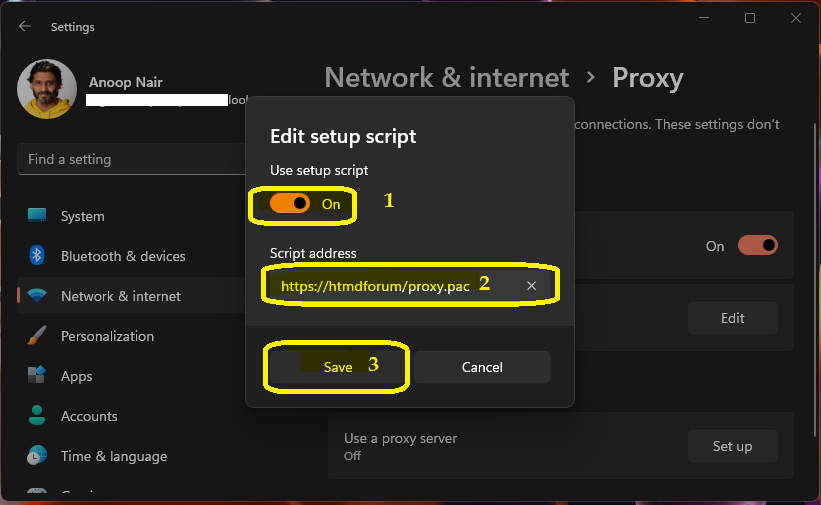 Configure Proxy Settings in Windows 11 Proxy Server Configuration