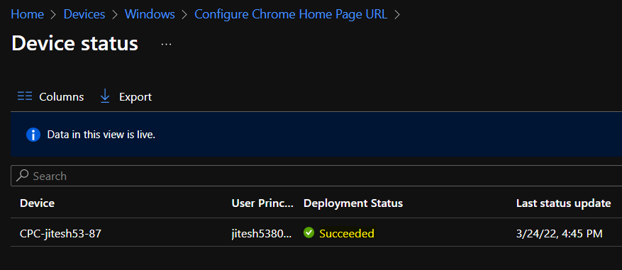 Chrome Administrative Template Deployment Status 