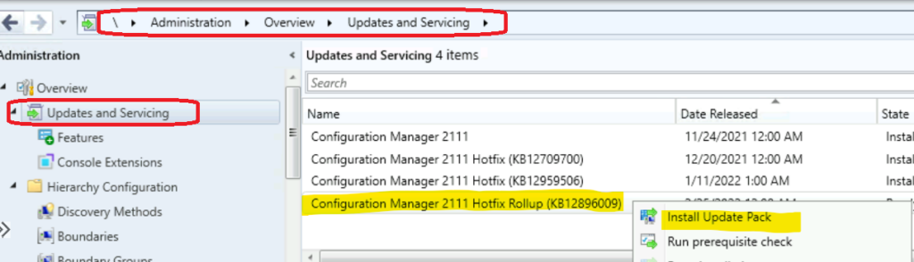 Latest Fixes for SCCM 2111 with Hotfix KB12896009 Update Rollup