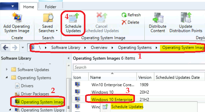 Add New Patches to OS Images using SCCM Schedule Updates Option