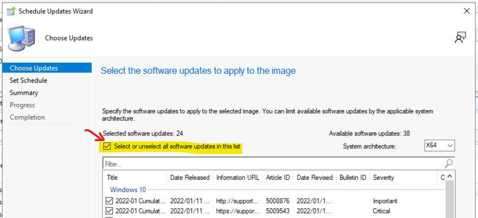 Add New Patches to OS Images using SCCM Schedule Updates Option