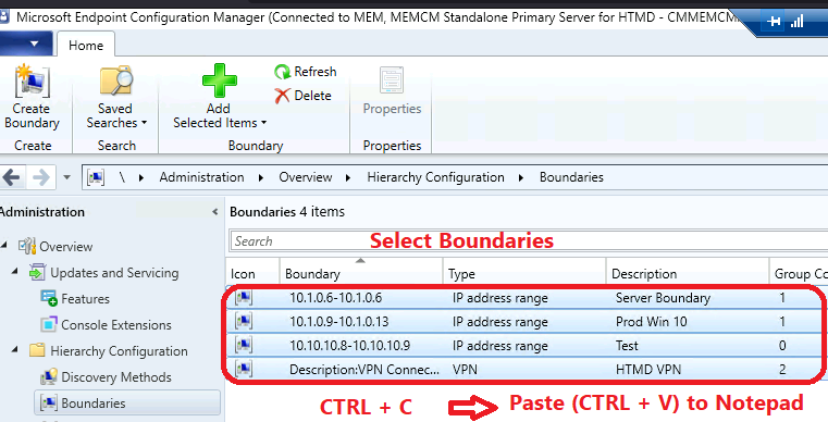 Export Backup SCCM Boundaries and Boundary Groups 2 Export Backup SCCM Boundaries using Admin Console