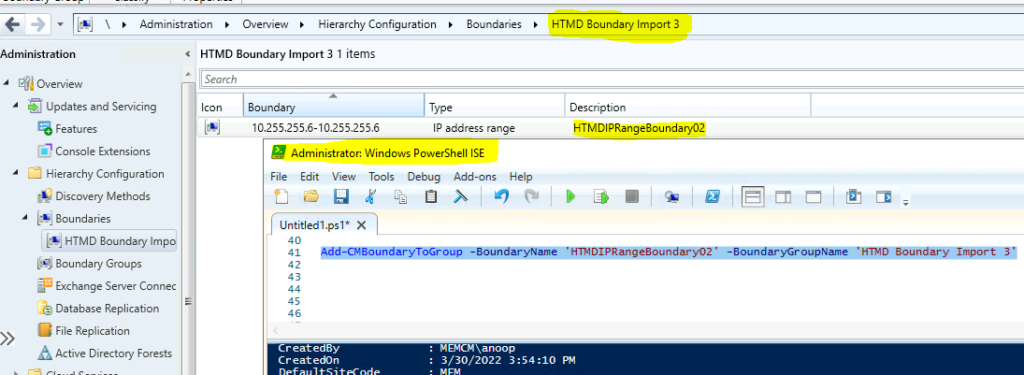 Create SCCM Boundary Group Using PowerShell | Import | Restore Boundary Group