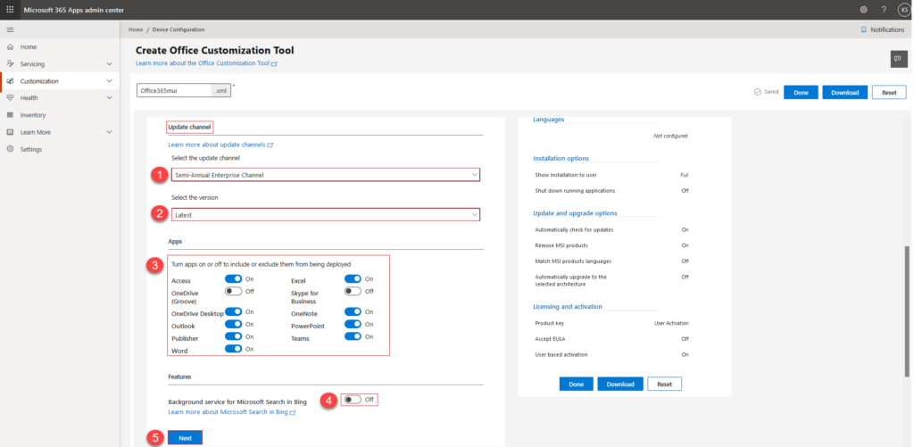 Create Custom XML File Customization Tool for Intune Deployment - Office 365 Update Channel Configurations