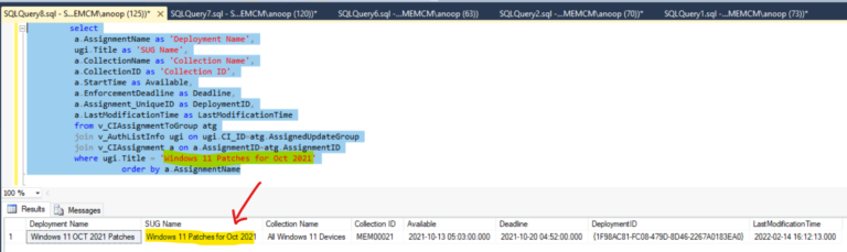 SUG Software Update Group Patch Deployments SCCM Report Using SQL Query ...